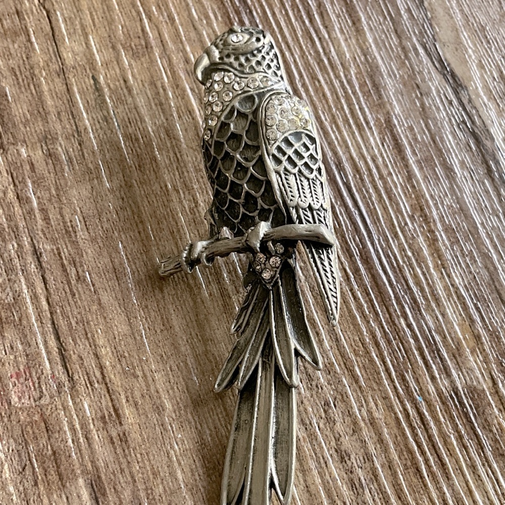 Vintage Silver Tone Parrot Brooch